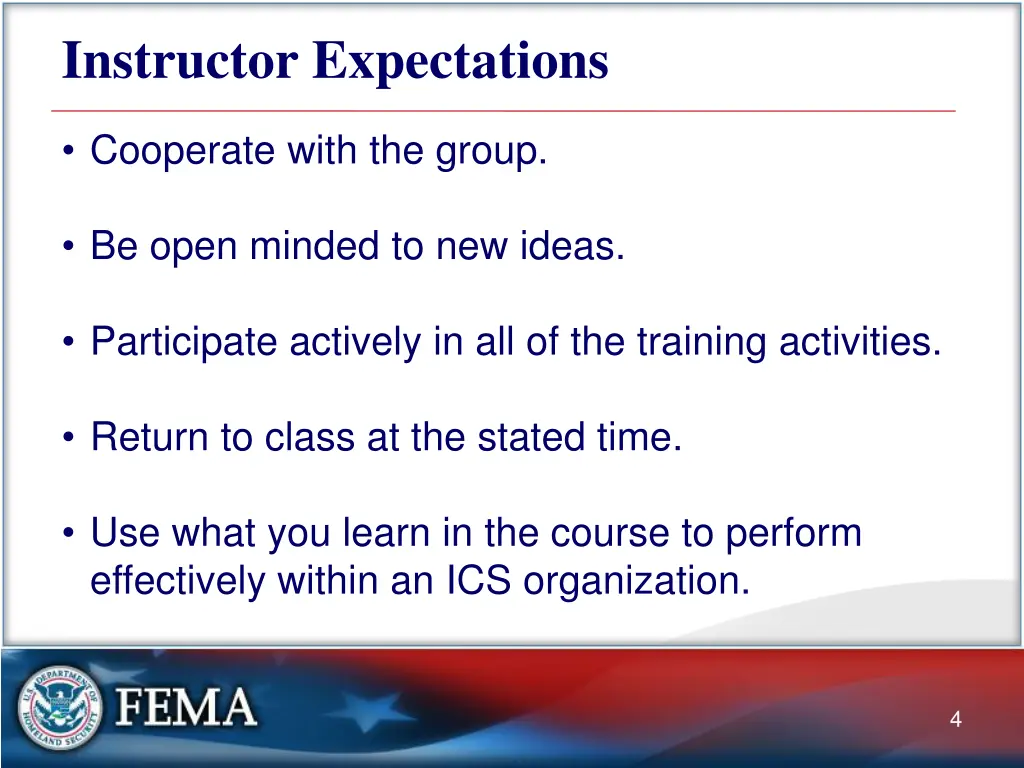 instructor expectations