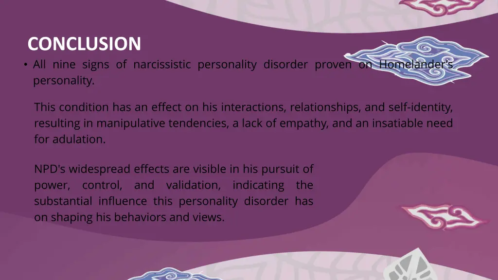 conclusion all nine signs of narcissistic