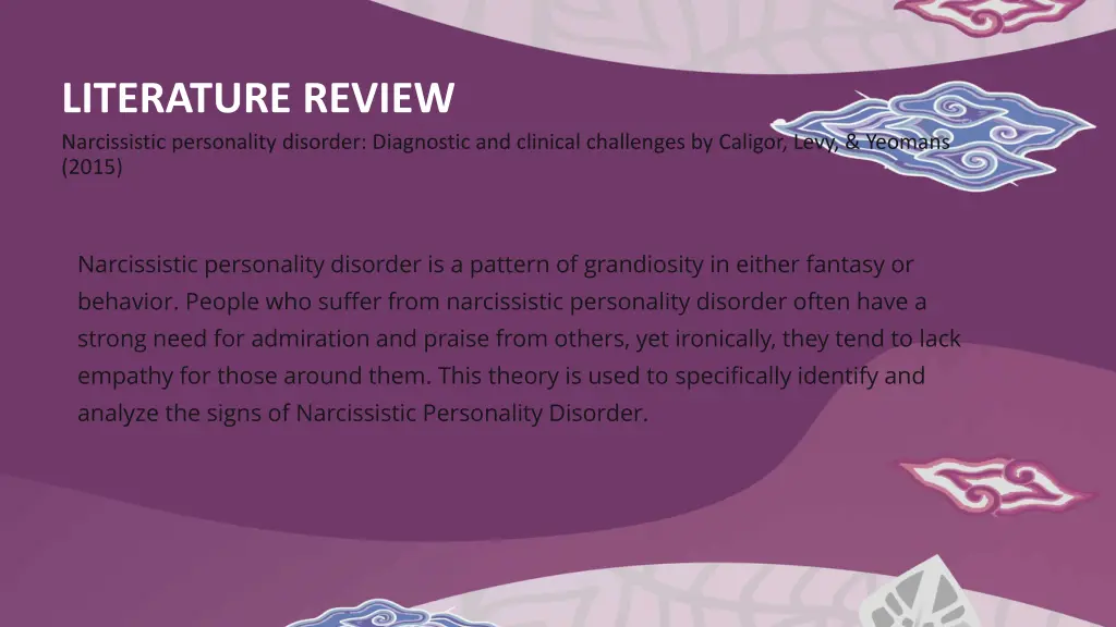 literature review narcissistic personality