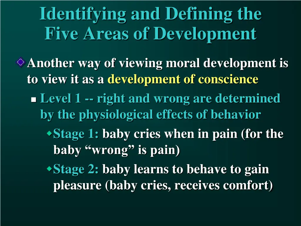 identifying and defining the five areas 10