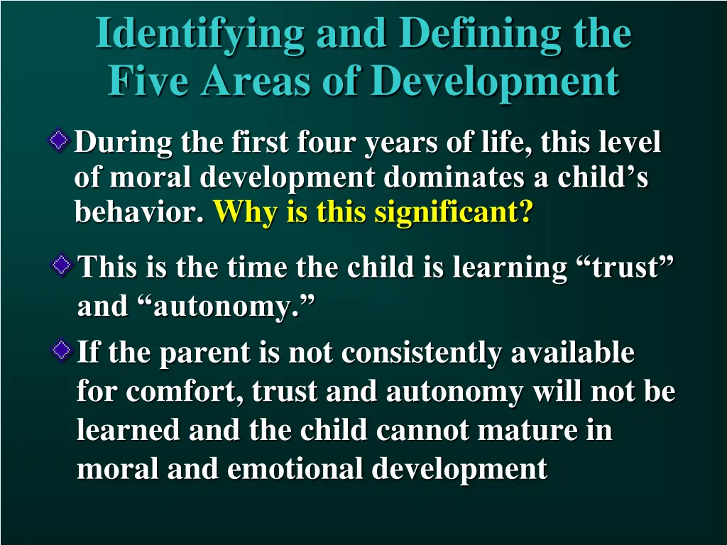 identifying and defining the five areas 11