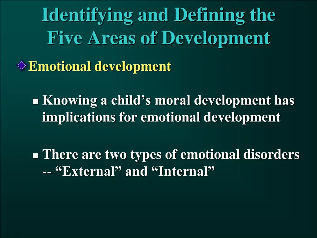 identifying and defining the five areas 14