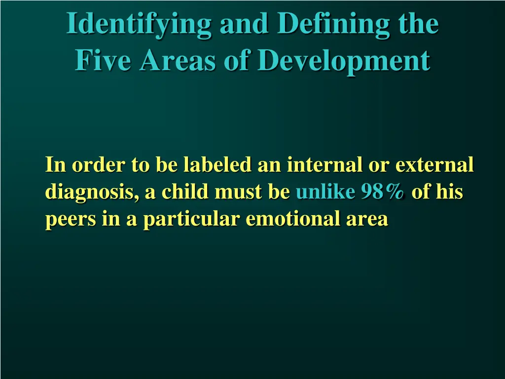 identifying and defining the five areas 15