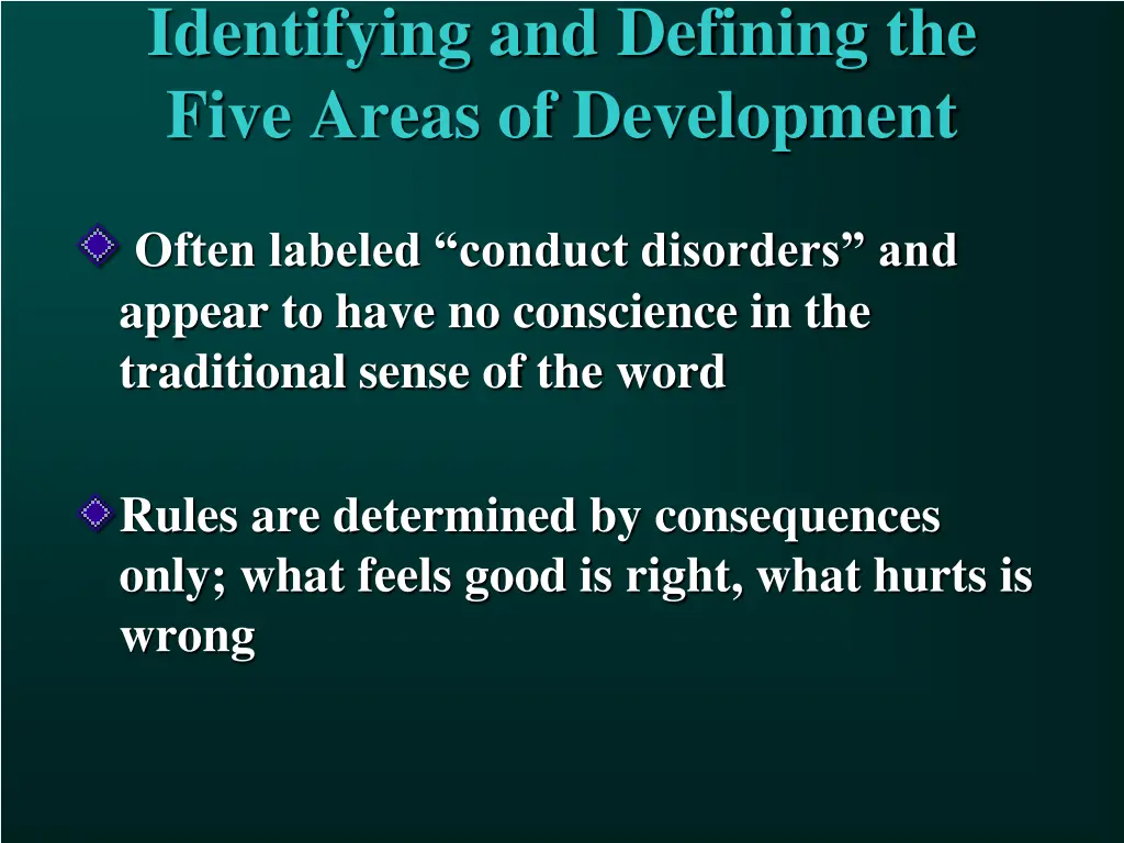 identifying and defining the five areas 17