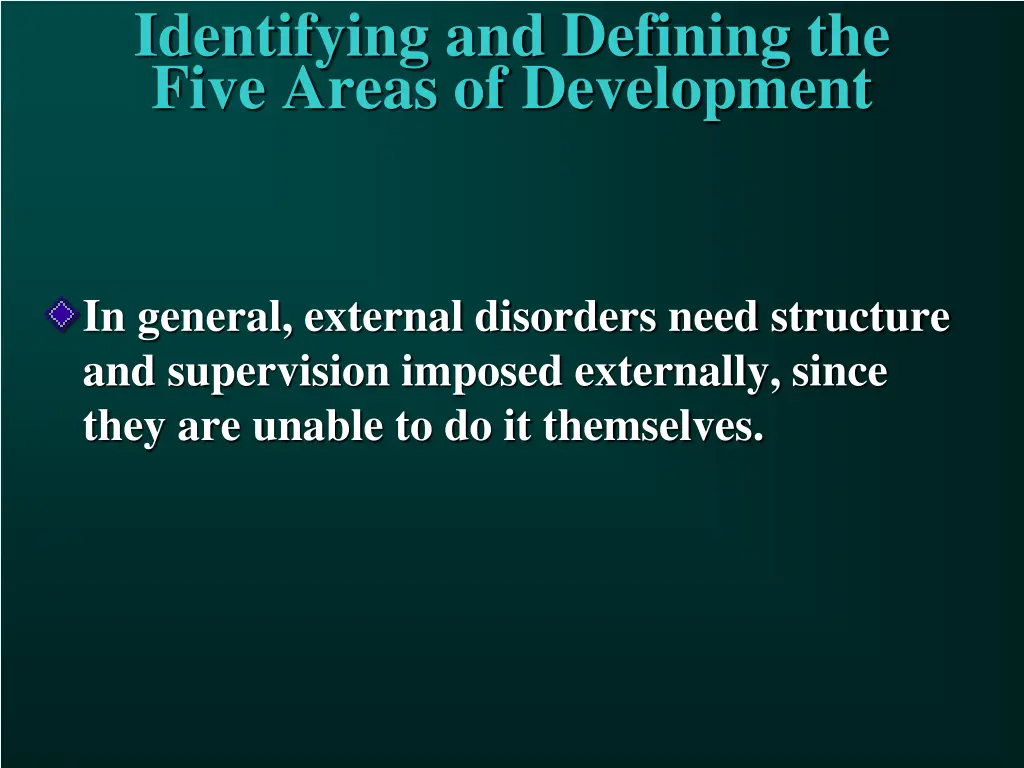 identifying and defining the five areas 18