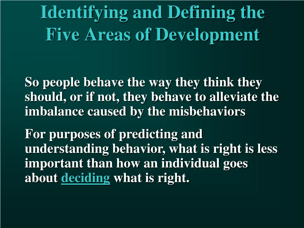 identifying and defining the five areas 5