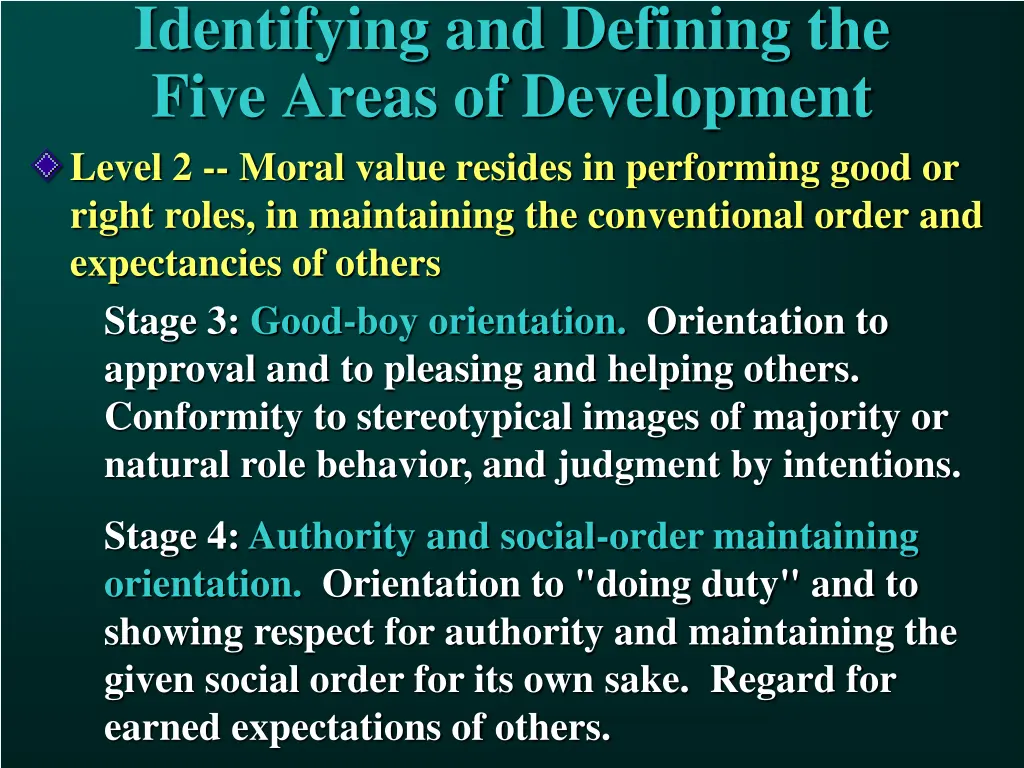 identifying and defining the five areas 8