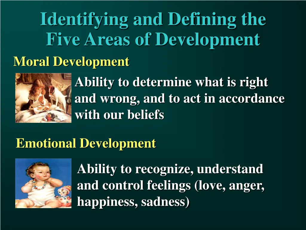 identifying and defining the five areas