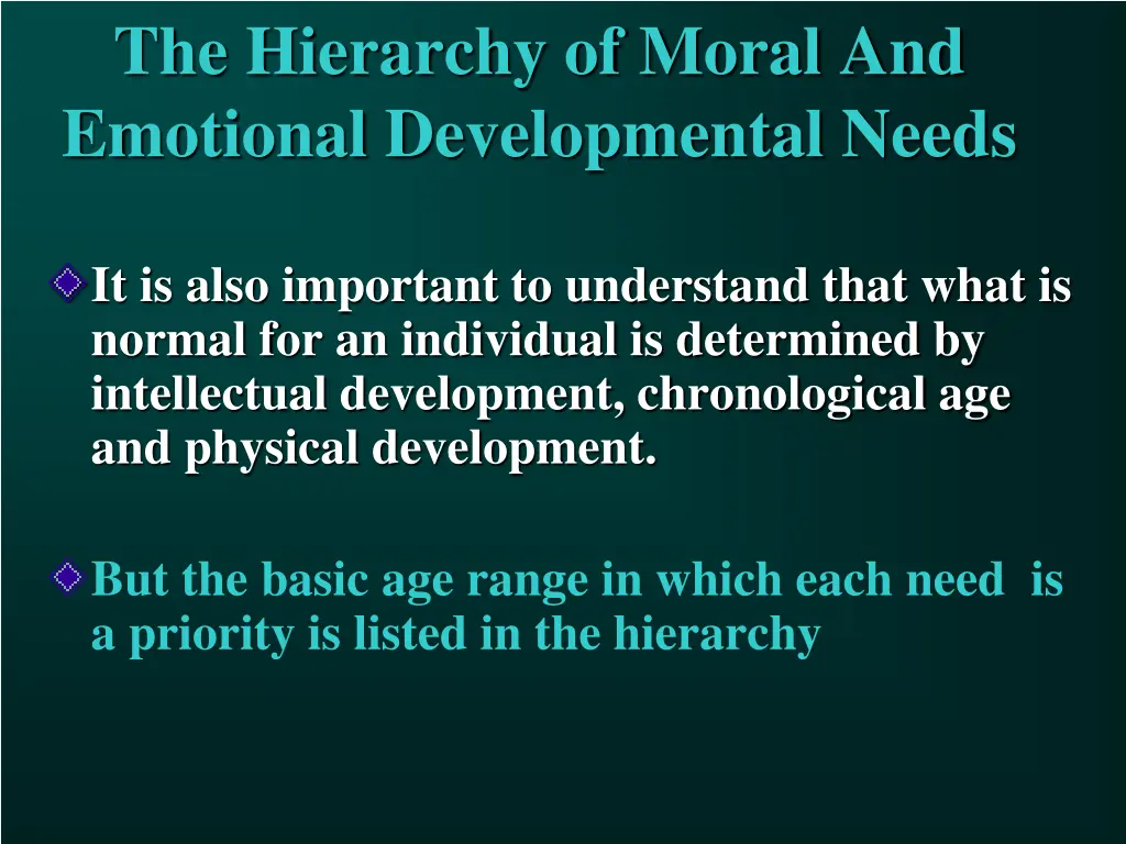 the hierarchy of moral and emotional 2