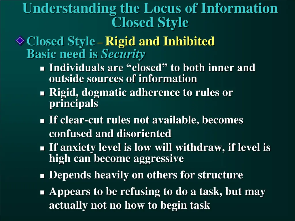understanding the locus of information closed 3
