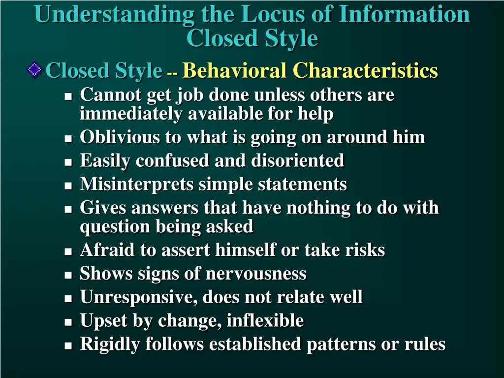 understanding the locus of information closed 4