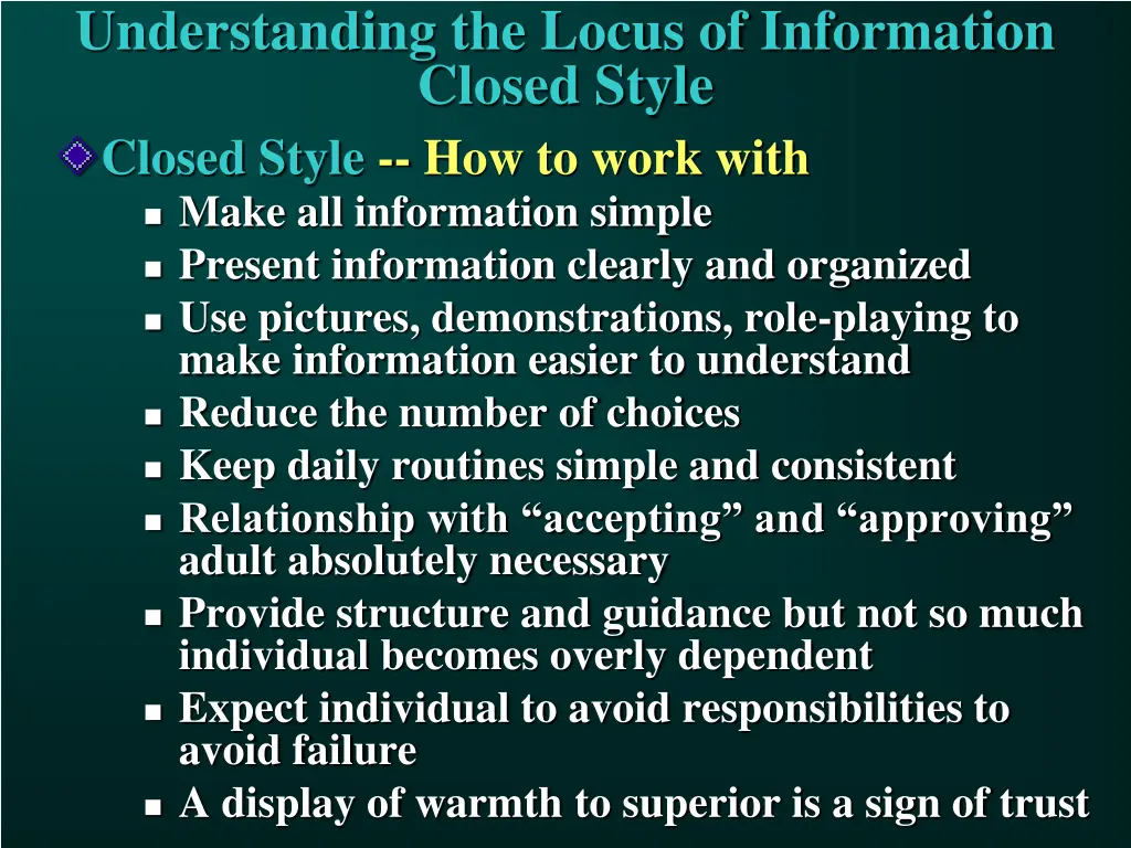 understanding the locus of information closed 5