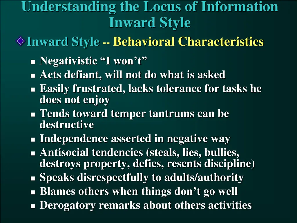 understanding the locus of information inward 1