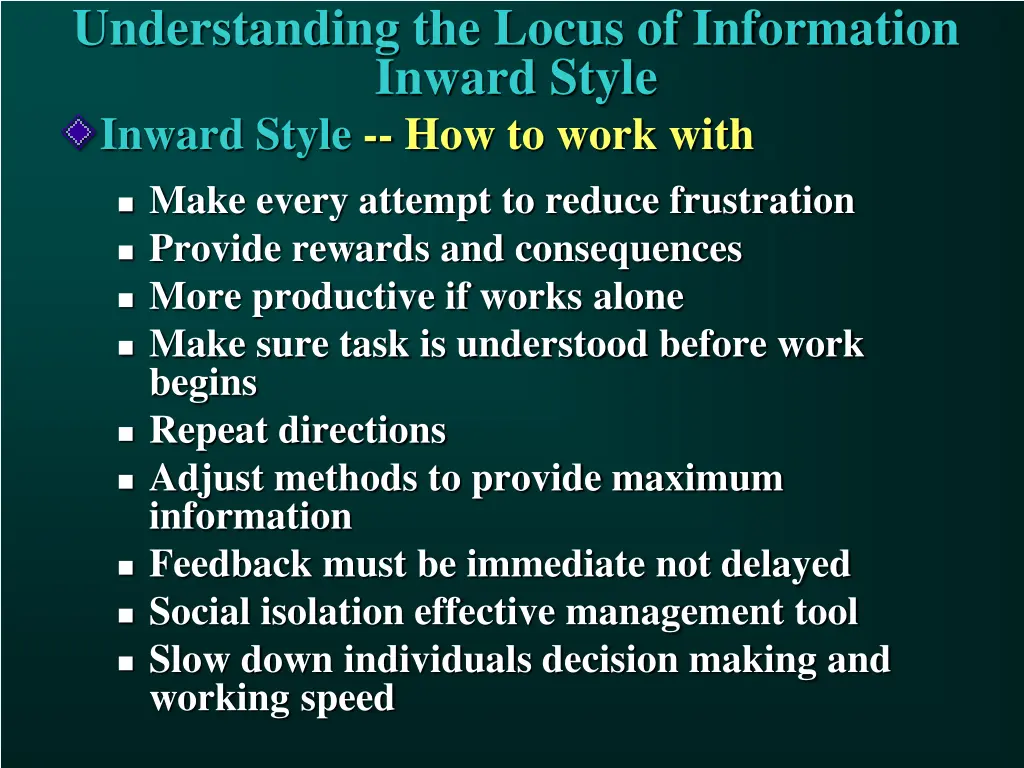 understanding the locus of information inward 2