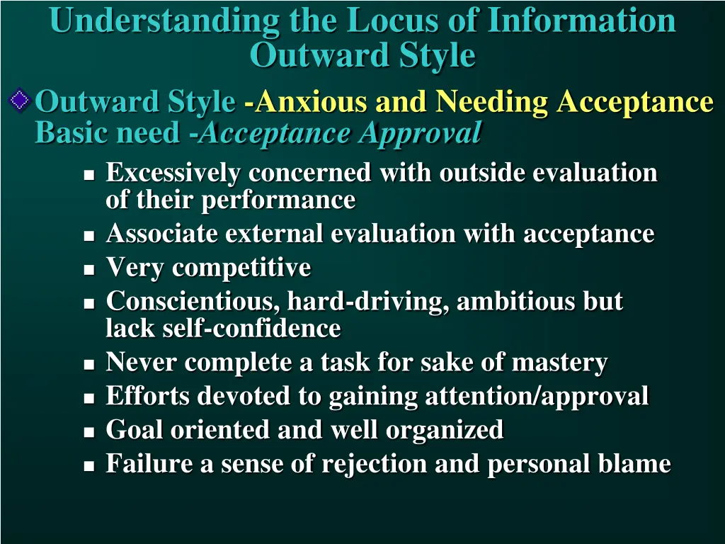 understanding the locus of information outward