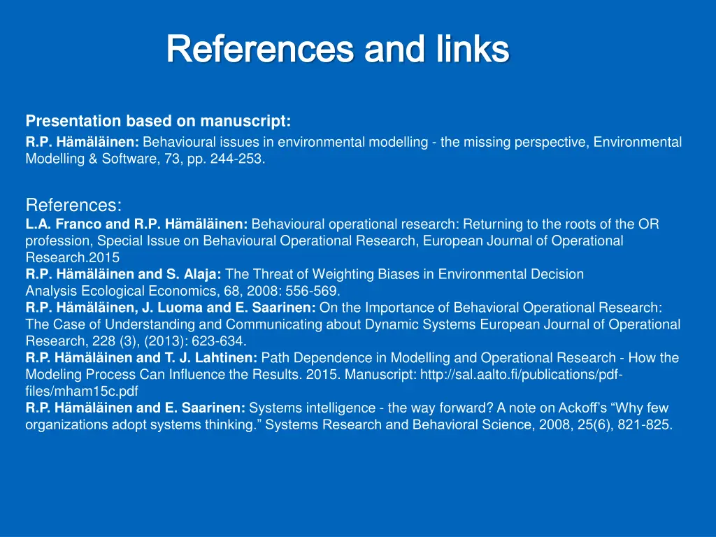 references and links references and links