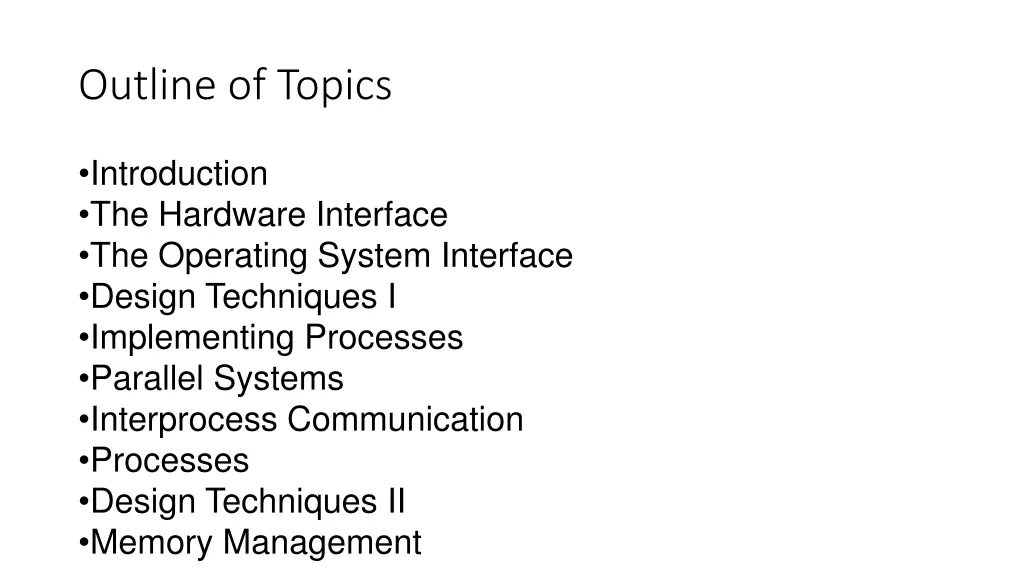 outline of topics