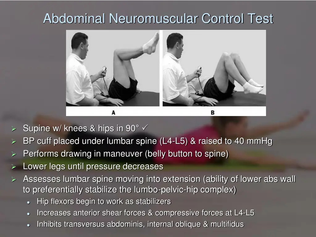 abdominal neuromuscular control test