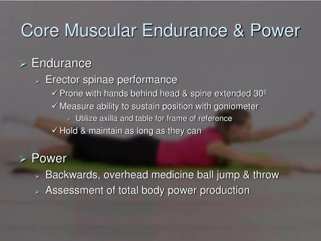 core muscular endurance power