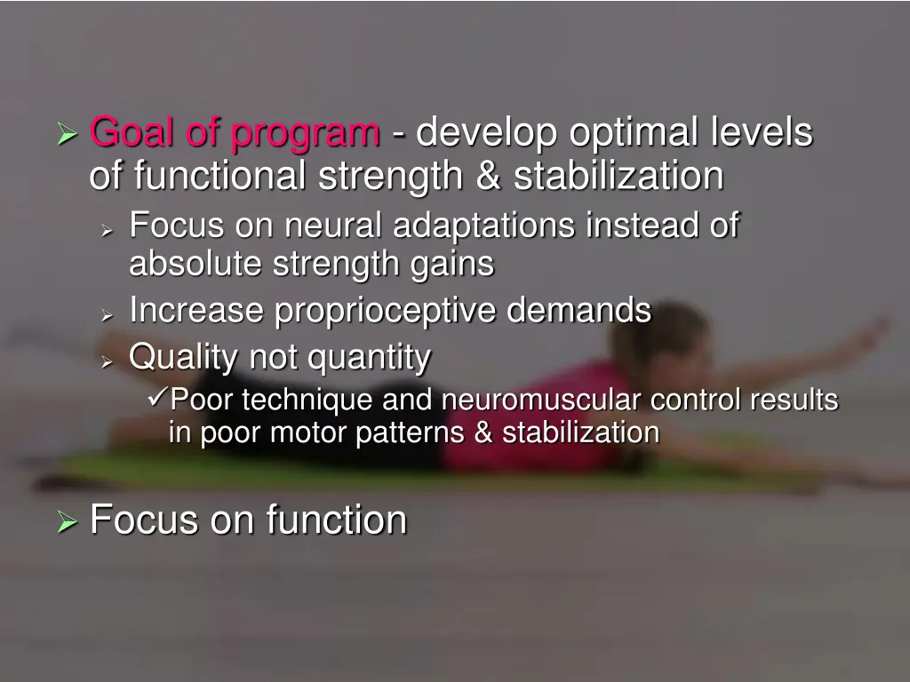 goal of program develop optimal levels