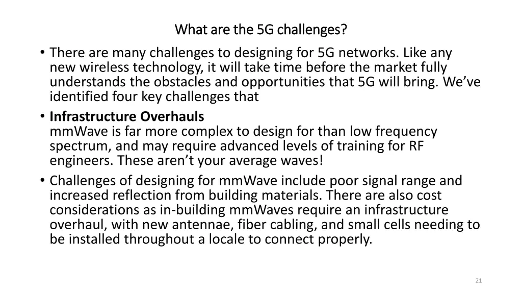 what are the 5g challenges what