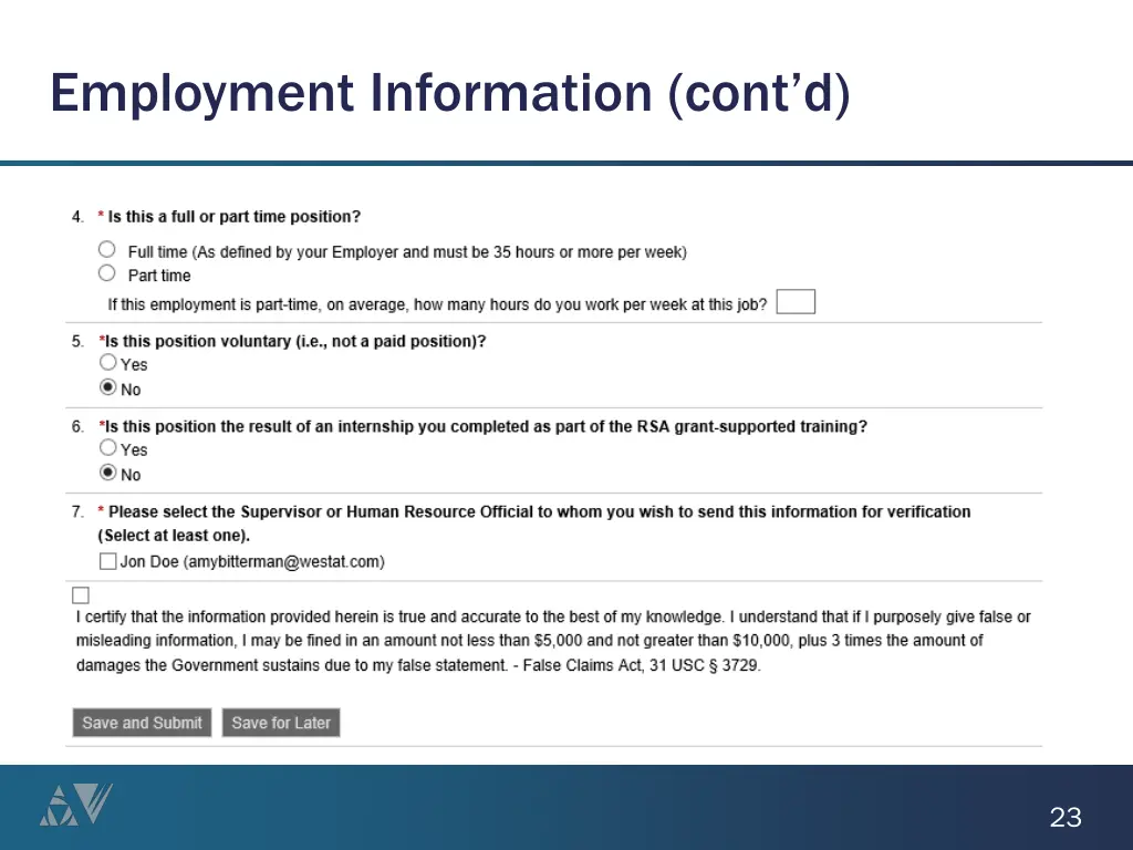employment information cont d