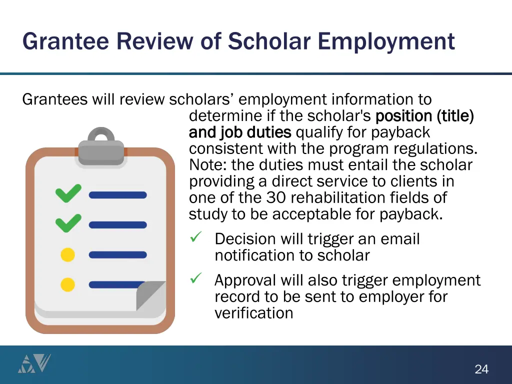 grantee review of scholar employment