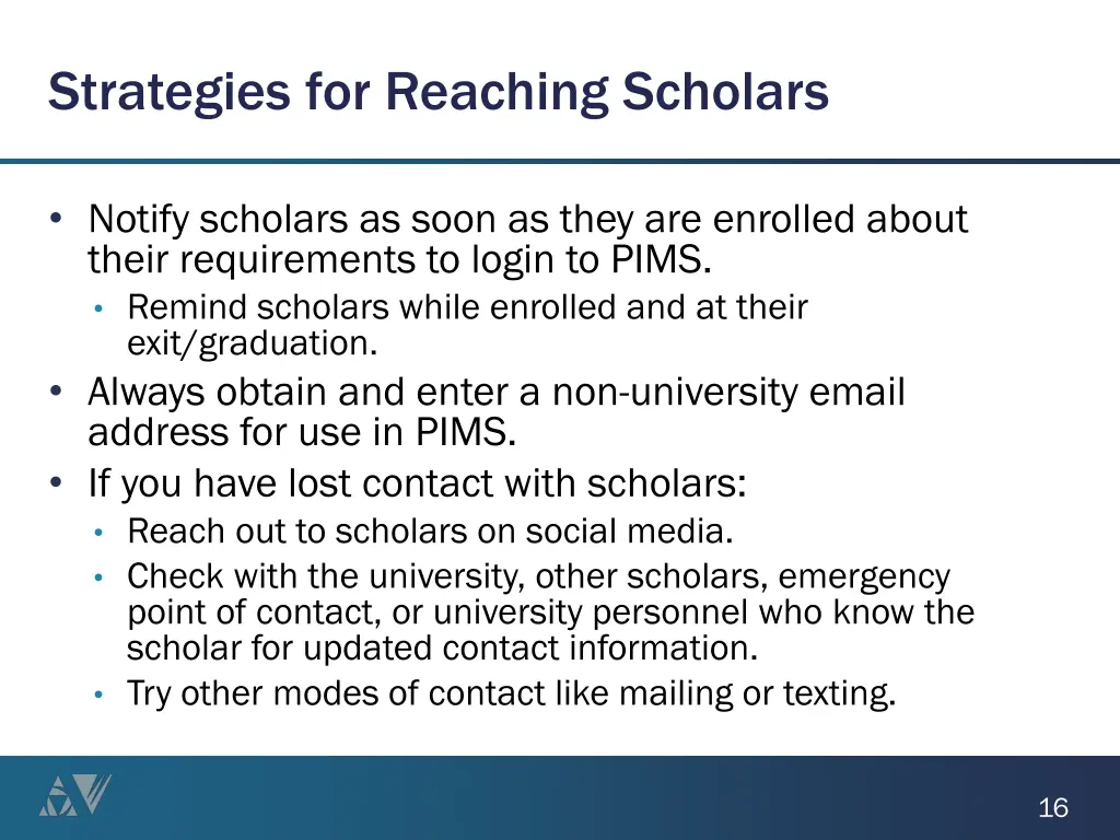 strategies for reaching scholars