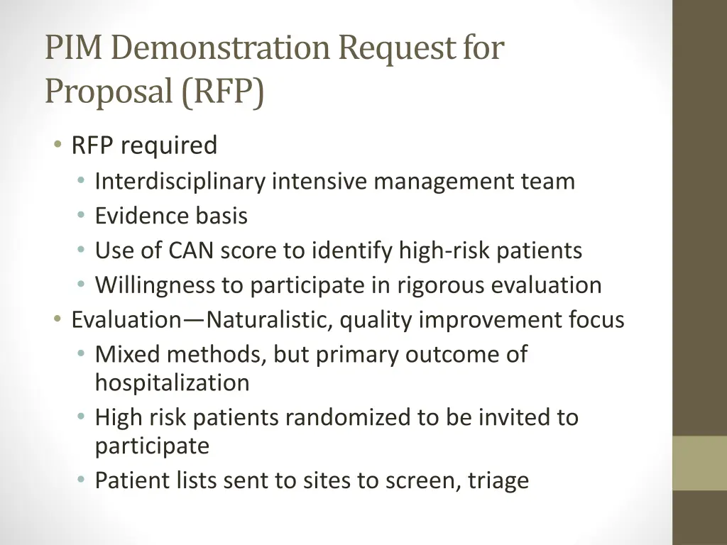 pim demonstration request for proposal rfp