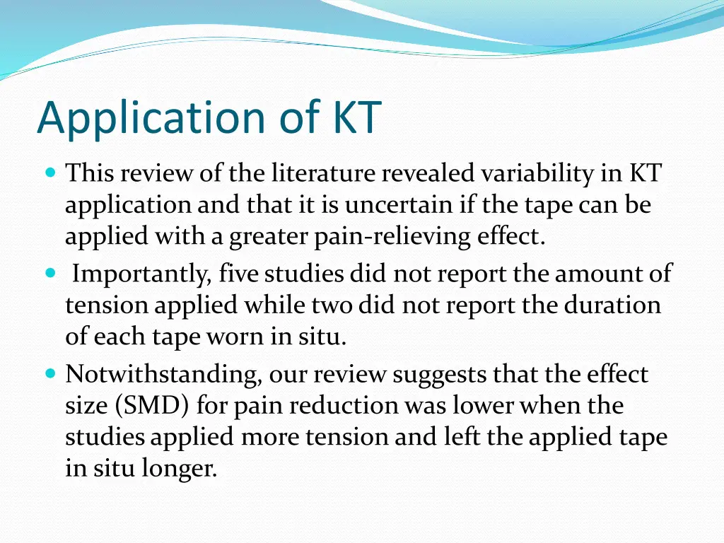 application of kt