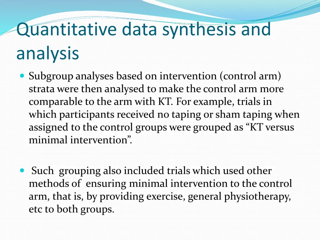 quantitative data synthesis and analysis