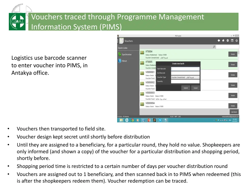 vouchers traced through programme management