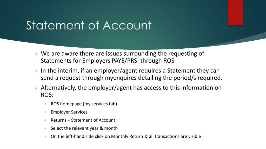 statement of account
