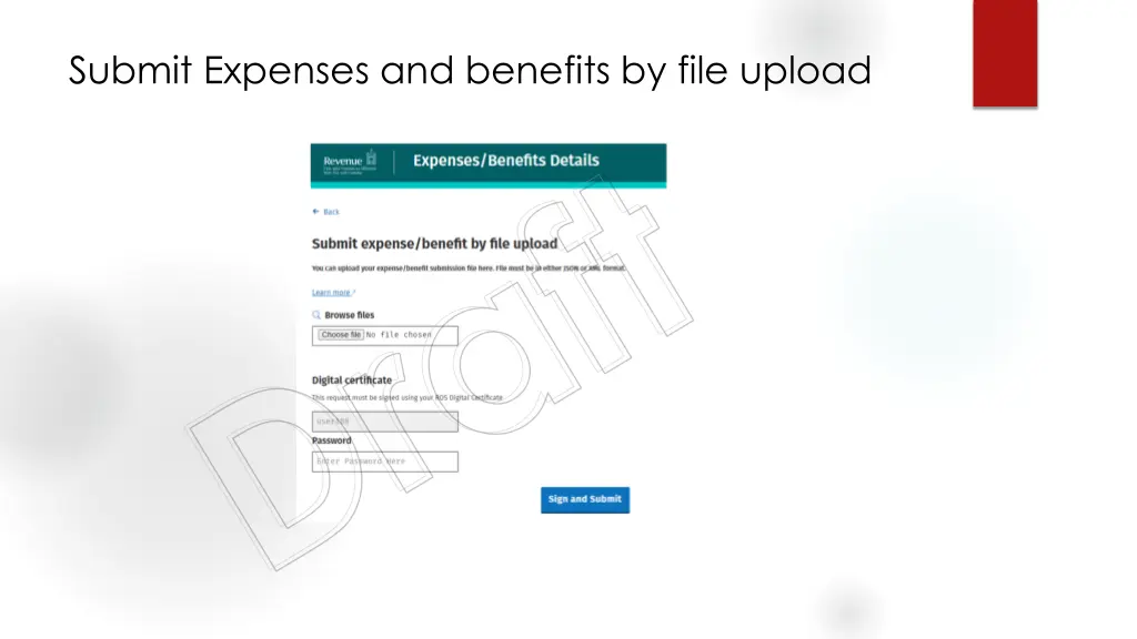 submit expenses and benefits by file upload draft 1