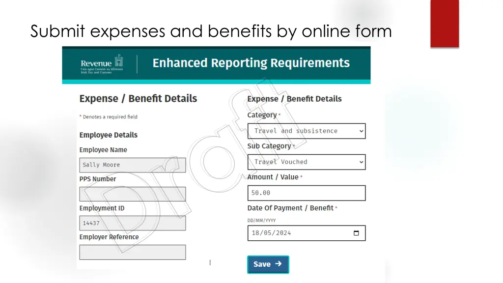 submit expenses and benefits by online form draft 2