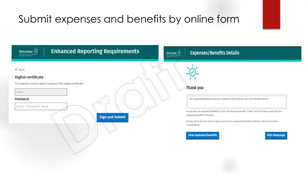 submit expenses and benefits by online form draft 5