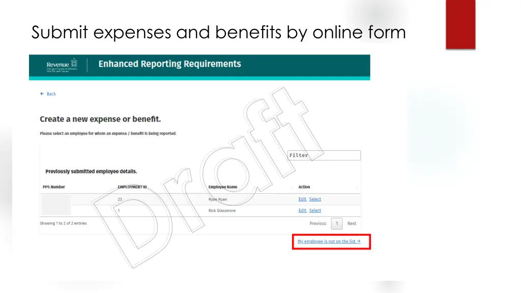 submit expenses and benefits by online form draft 6