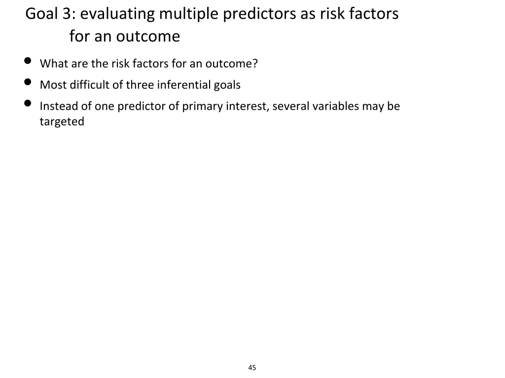 goal 3 evaluating multiple predictors as risk