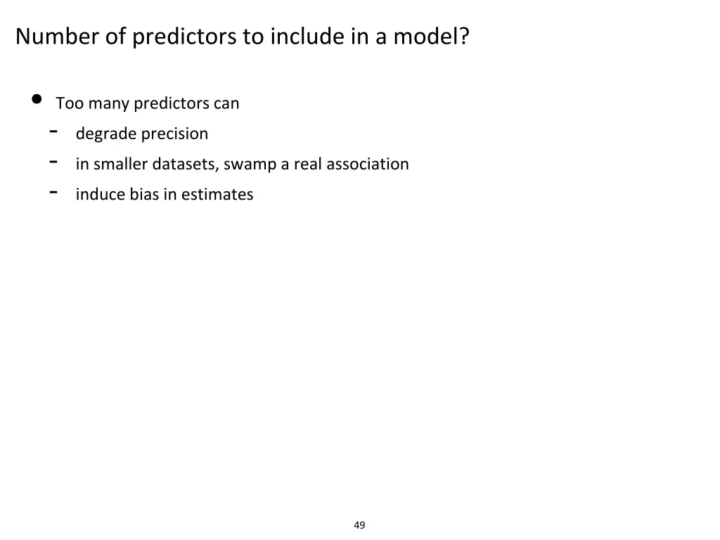 number of predictors to include in a model