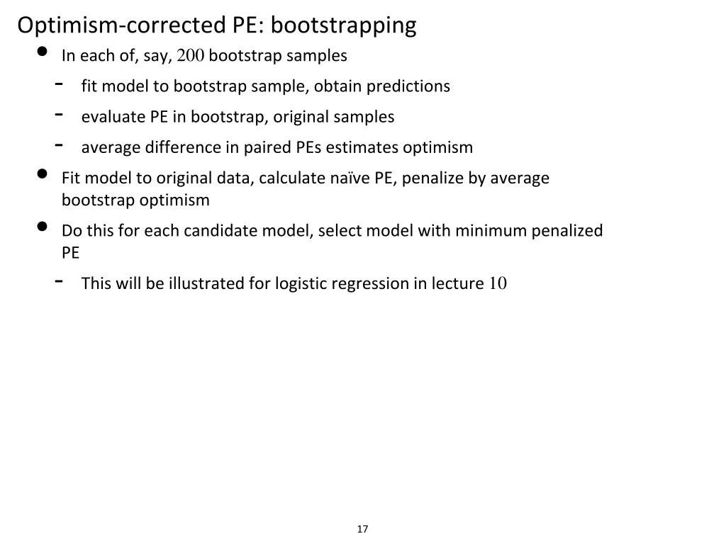 optimism corrected pe bootstrapping in each