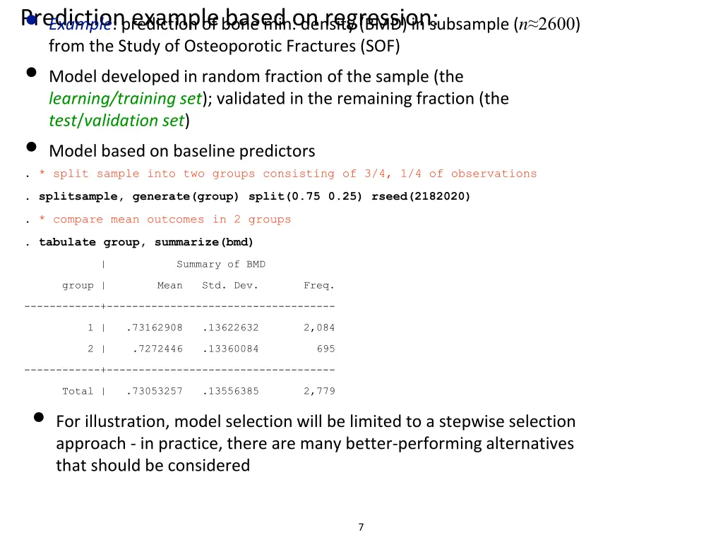 prediction example based on regression example