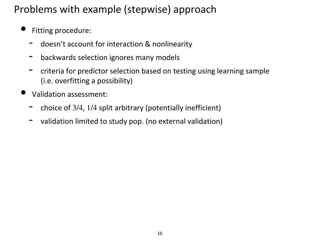 problems with example stepwise approach