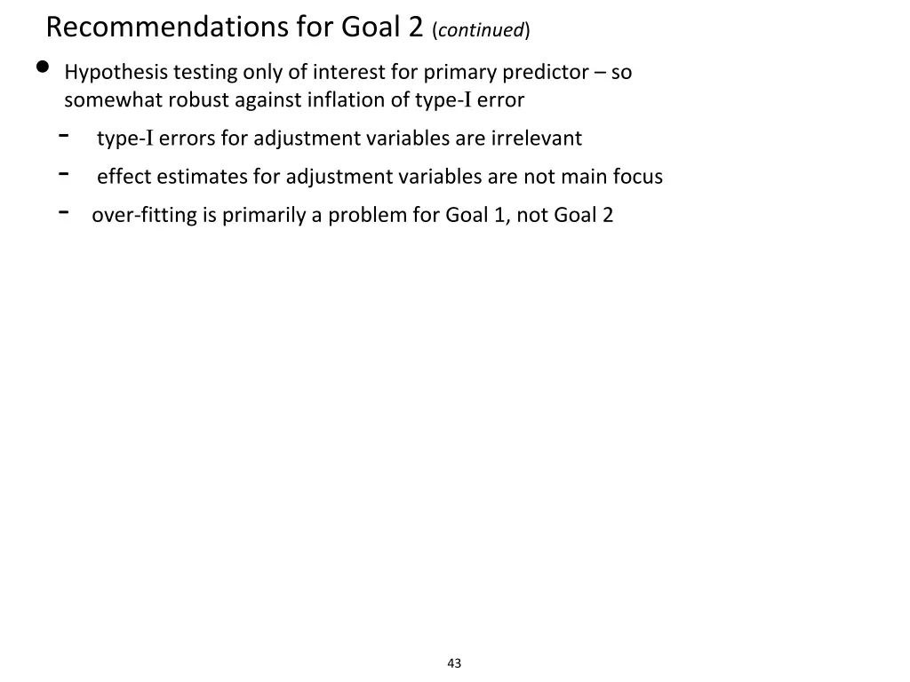 recommendations for goal 2 continued hypothesis