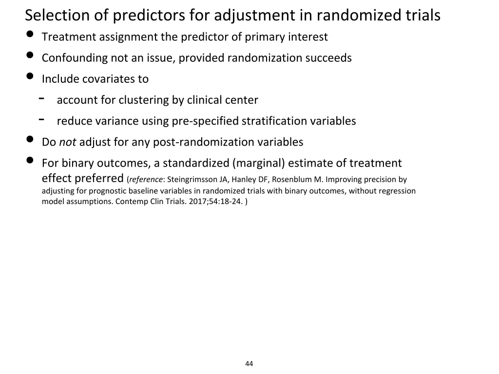 selection of predictors for adjustment
