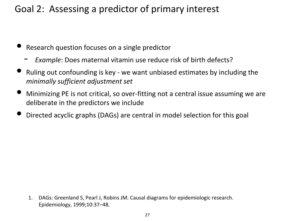 goal 2 assessing a predictor of primary interest 1
