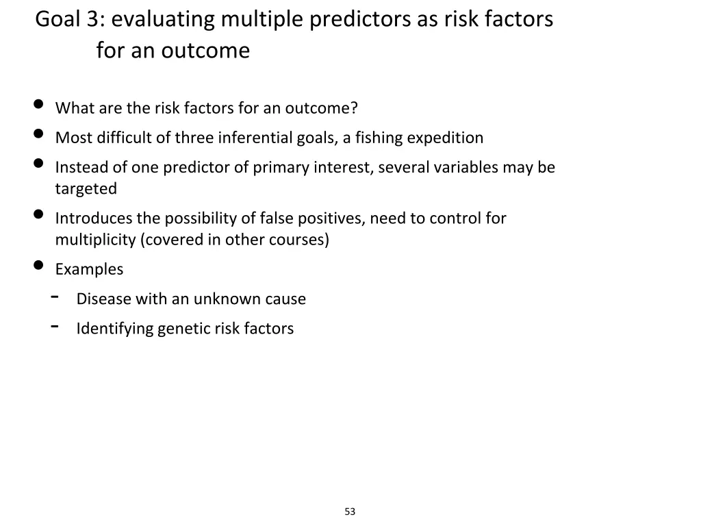 goal 3 evaluating multiple predictors as risk