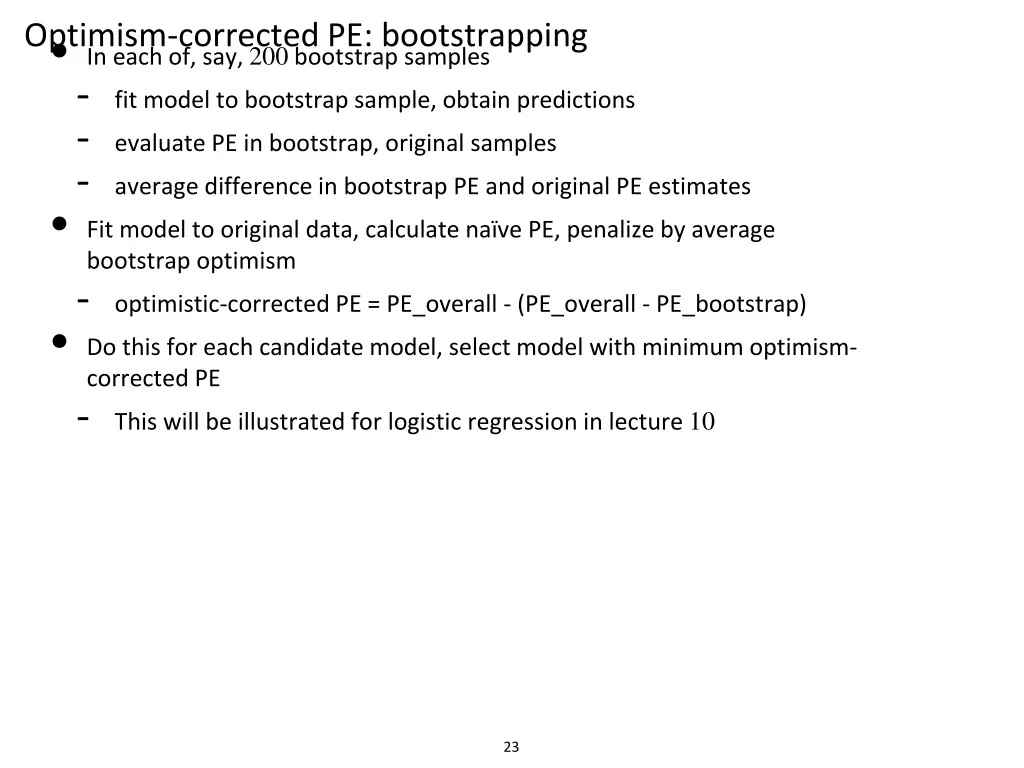 optimism corrected pe bootstrapping in each