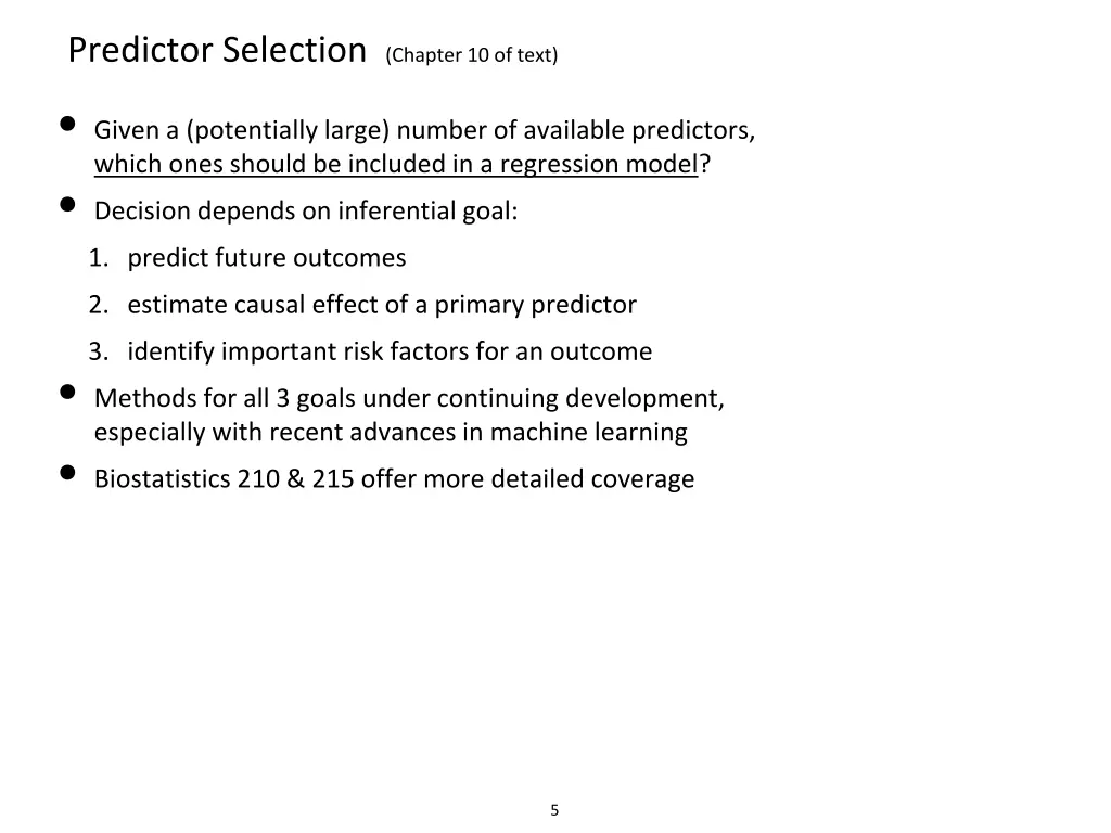 predictor selection chapter 10 of text