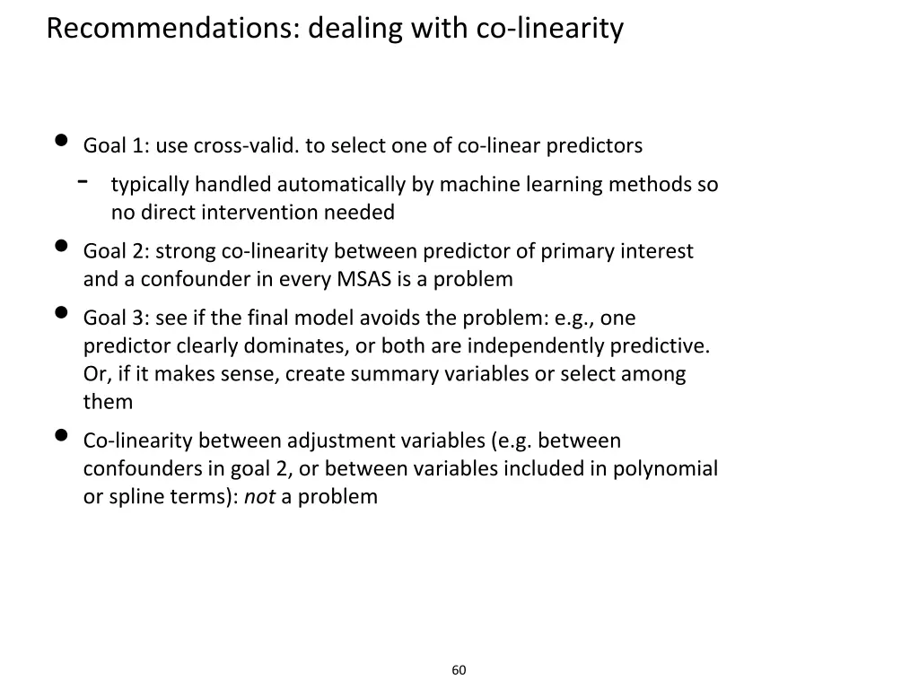 recommendations dealing with co linearity
