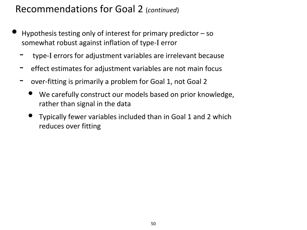 recommendations for goal 2 continued